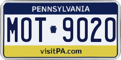 PA license plate MOT9020