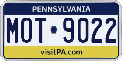 PA license plate MOT9022