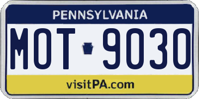 PA license plate MOT9030