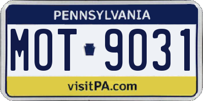 PA license plate MOT9031