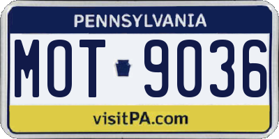 PA license plate MOT9036