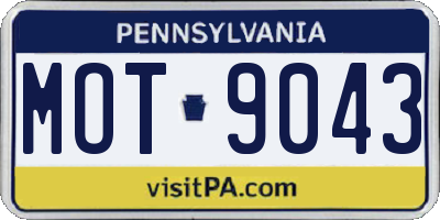 PA license plate MOT9043