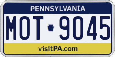 PA license plate MOT9045