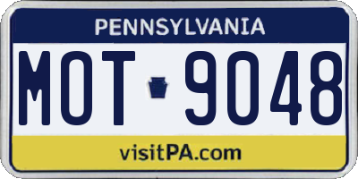 PA license plate MOT9048