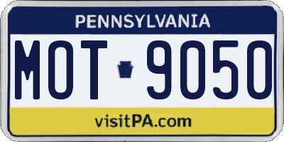 PA license plate MOT9050