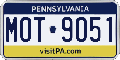 PA license plate MOT9051