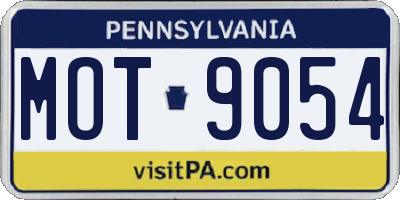 PA license plate MOT9054