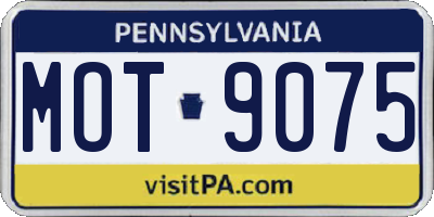 PA license plate MOT9075
