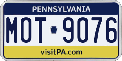 PA license plate MOT9076