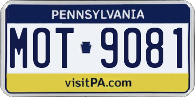 PA license plate MOT9081