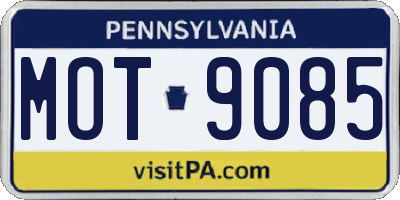 PA license plate MOT9085