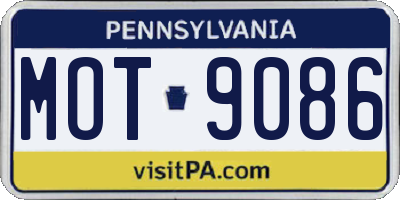 PA license plate MOT9086