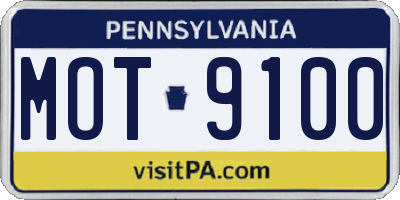 PA license plate MOT9100