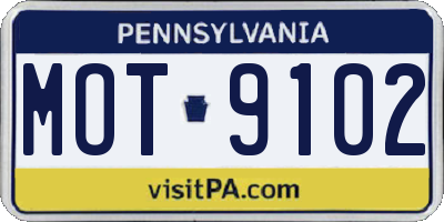 PA license plate MOT9102