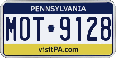 PA license plate MOT9128