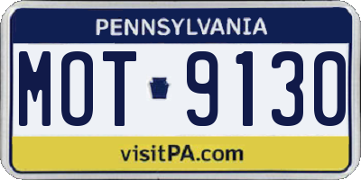 PA license plate MOT9130