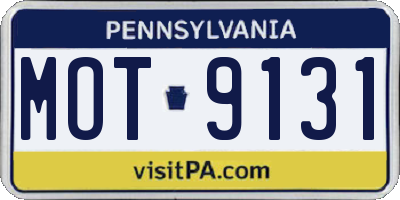 PA license plate MOT9131