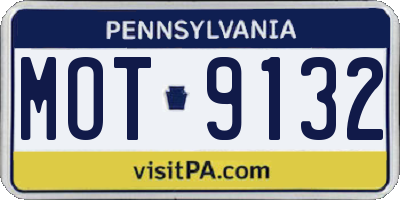 PA license plate MOT9132