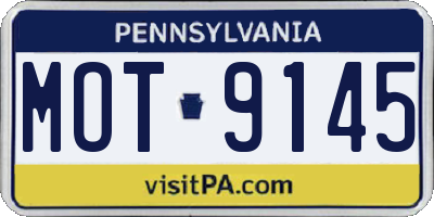 PA license plate MOT9145