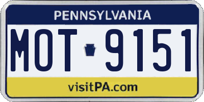PA license plate MOT9151