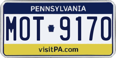 PA license plate MOT9170