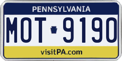 PA license plate MOT9190