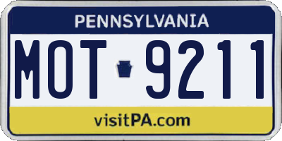 PA license plate MOT9211