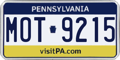 PA license plate MOT9215