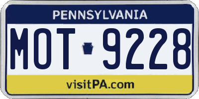 PA license plate MOT9228