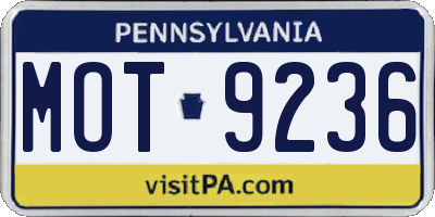 PA license plate MOT9236