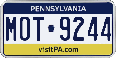 PA license plate MOT9244