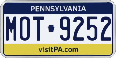 PA license plate MOT9252