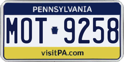 PA license plate MOT9258