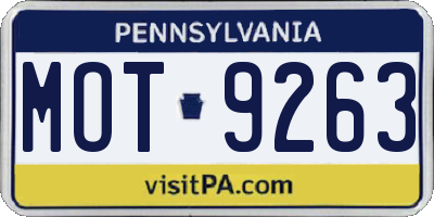 PA license plate MOT9263