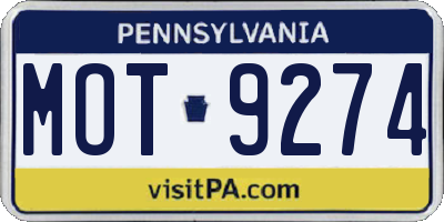 PA license plate MOT9274