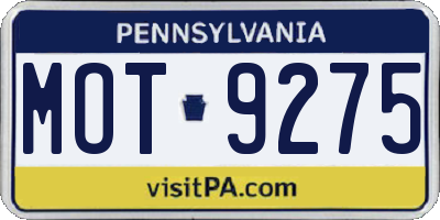 PA license plate MOT9275