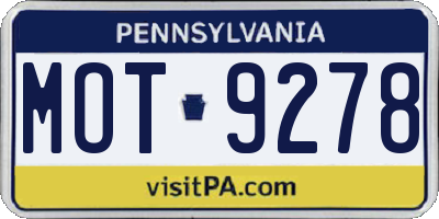 PA license plate MOT9278
