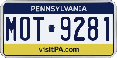PA license plate MOT9281
