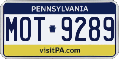 PA license plate MOT9289