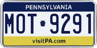 PA license plate MOT9291