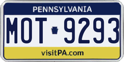 PA license plate MOT9293