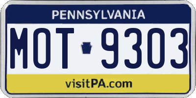 PA license plate MOT9303