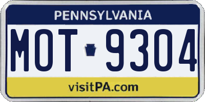PA license plate MOT9304