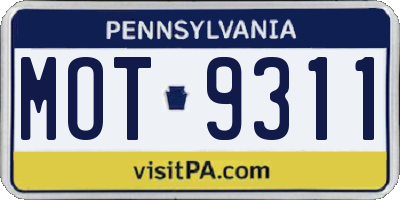 PA license plate MOT9311