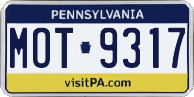 PA license plate MOT9317