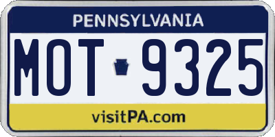 PA license plate MOT9325