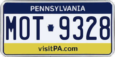 PA license plate MOT9328