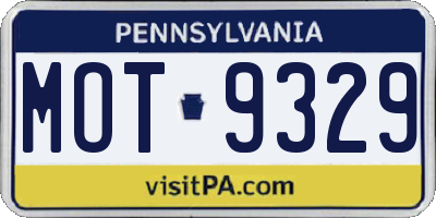 PA license plate MOT9329