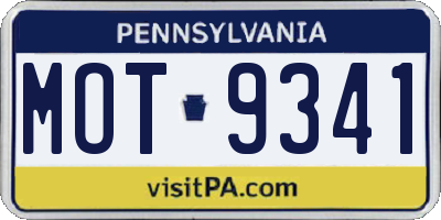 PA license plate MOT9341