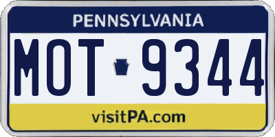 PA license plate MOT9344